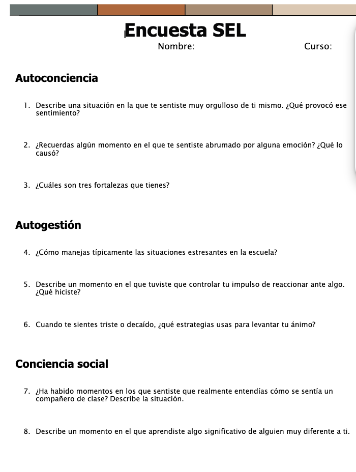 Encuesta SEL (aprendizaje socio-emocional)
